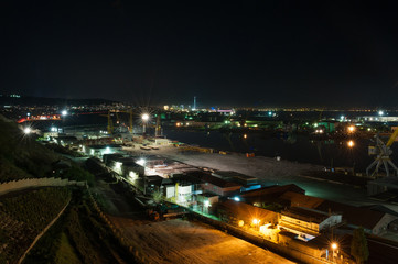 industrial port at night