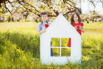 happy children look on at home
