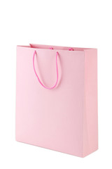 Pink shopping bag isolated on white