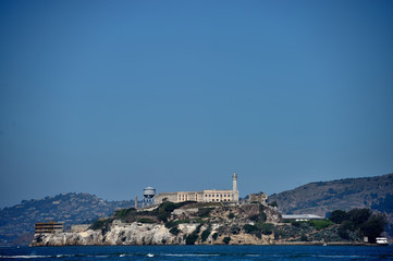 Obraz premium Alcatraz / Alcartaz Island in the San Francisco Bay, the former prison
