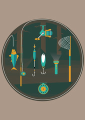 Fishing Tools. Fisherman Accessories. Vector Illustration