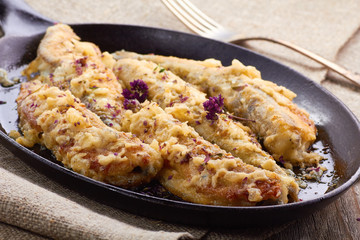 Pan-fried fish in cream souce 