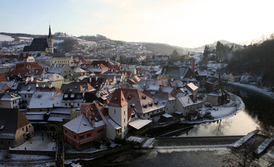 Bird view to the city of Krumlov