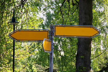 empty three Way Street Sign