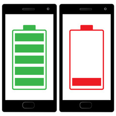  flat design, Smart phone charged battery  vector illustration life