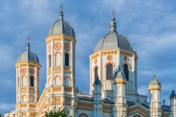 Fototapeta na wymiar Towers of Saint Spyridon the New Church in Bucharest