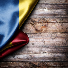 Flag of Romania on wooden boards