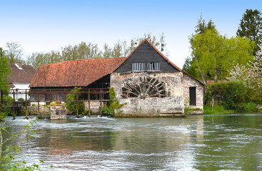 Le moulin à eau médiéval de Maintenay (  Pas de calais ) - obrazy, fototapety, plakaty