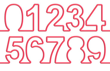 collection of numbers from single-line font. 3D rendering