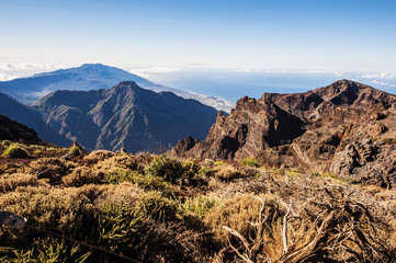 Amazing view on rocky mountains and sea