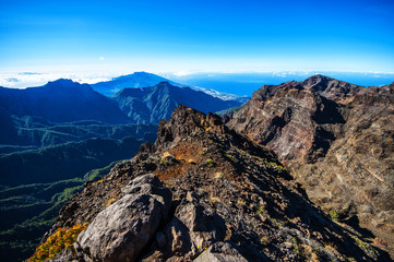 Amazing view on rocky mountains and sea