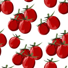 Vector seamless pattern with red tomatoes.