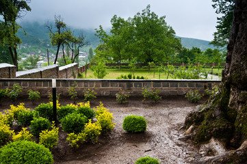 The castle and the village in the mountains