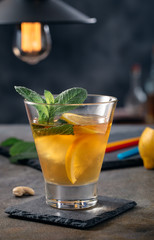 Glass of bourbon based cocktail