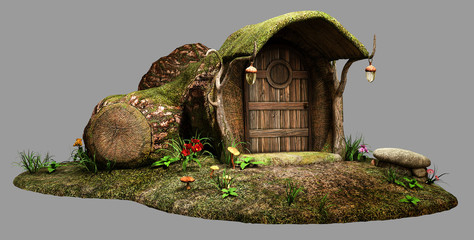 Fairy log house 3D illustration © warpaintcobra