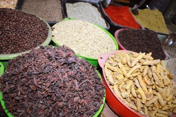 Colorful spices on the bazaar