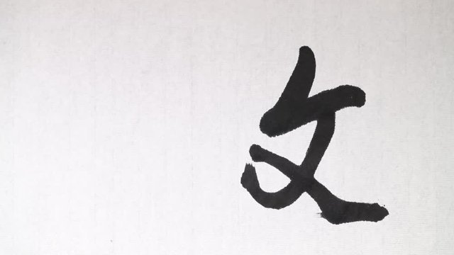 Handwriting of Chinese characters which mean "CULTURE", with ink and a brush, on rice paper.