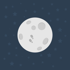 Moon, Flat design illustration