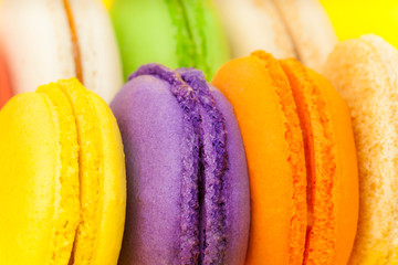 Delicious French colorful macarons in a box