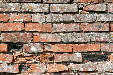 Brick wall with aged cracked texture