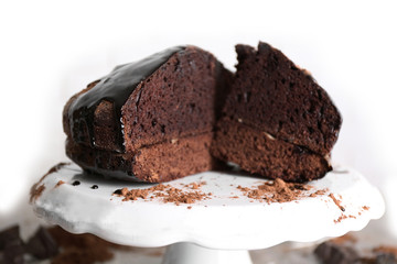 Home made chocolate pie on plate