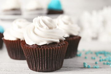 Cupcakes on wooden table