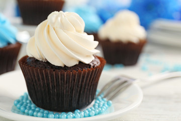 Cupcakes on wooden table