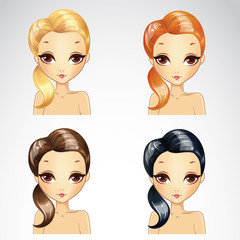 Hairstyle Laid To One Side Set 