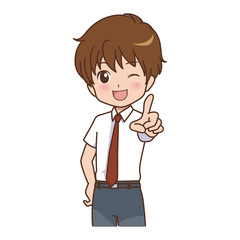男の子　指差し　イラスト