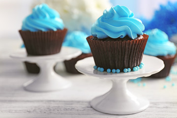 Cupcakes on wooden table