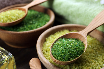 Spa composition on wooden background