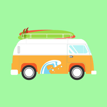 Vector illustration of a retro  van