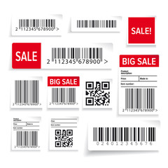 Barcode label and sale vector set