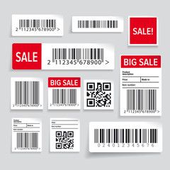 Barcode label and sale vector set