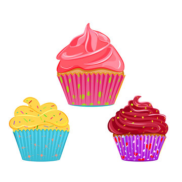Collection of vector cupcakes, muffins