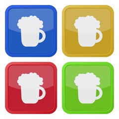 set of four square icons with beer