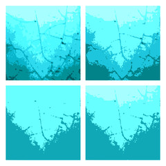 Grunge background in blue color, set, vector illustration.