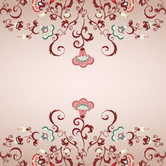 Vintage invitation card template with floral lace ornament