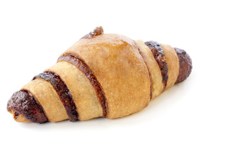 close-up of croissant on white.