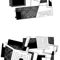 Abstract geometric background, monochrome ink drawing