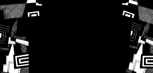 Abstract geometric background, monochrome panorama with geometric shapes