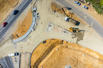 New road construction site aerial view