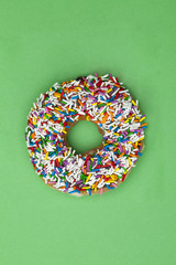 view of donut with candy sprinkles