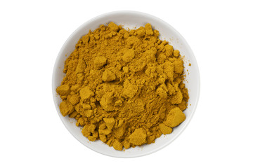top view of turmeric powder.