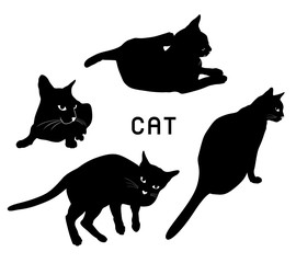 black cats. Vector illustration isolated on white background.