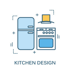 Vector banner of kitchen design.