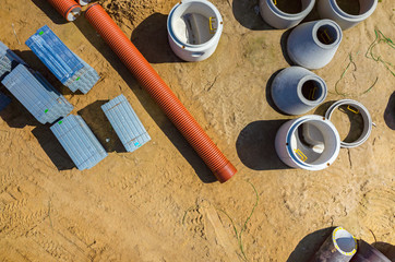 New road construction site aerial view