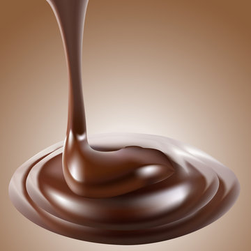Hot melted chocolate illustration on brown background