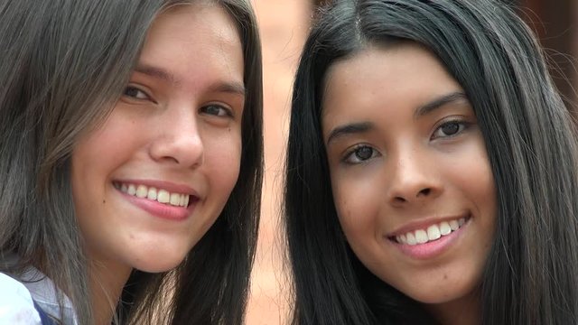 Pretty Teen Girls Smiling Diversity