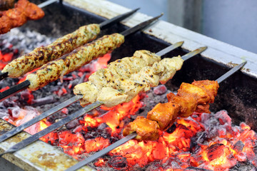 Mix grill on charcoal flame